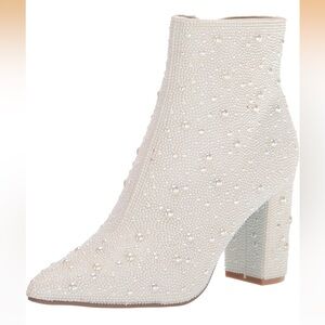 Betsey Johnson Ivory Pearl & Crystal Ankle Booties